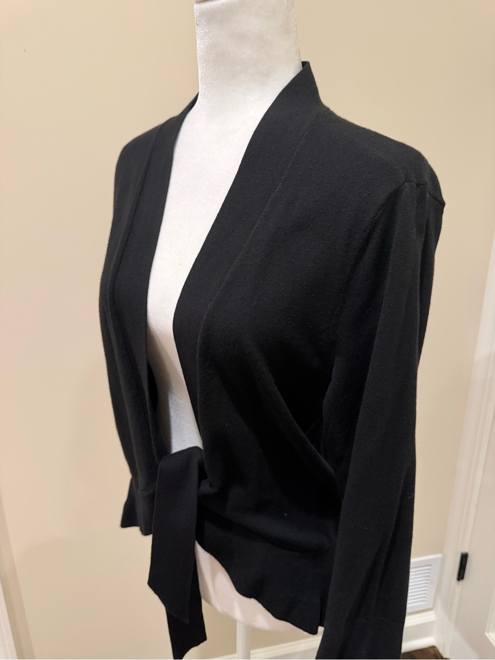 White House Black Market Black Tie-Front Cardigan
